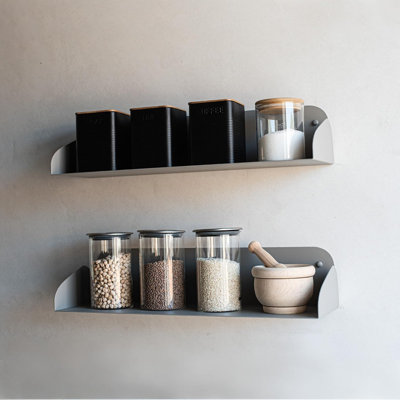 Grey Shelves for Wall 60 cm Floating Shelves Book Shelves Wall Shelf Unit as Garage Shelving (2 Pack)