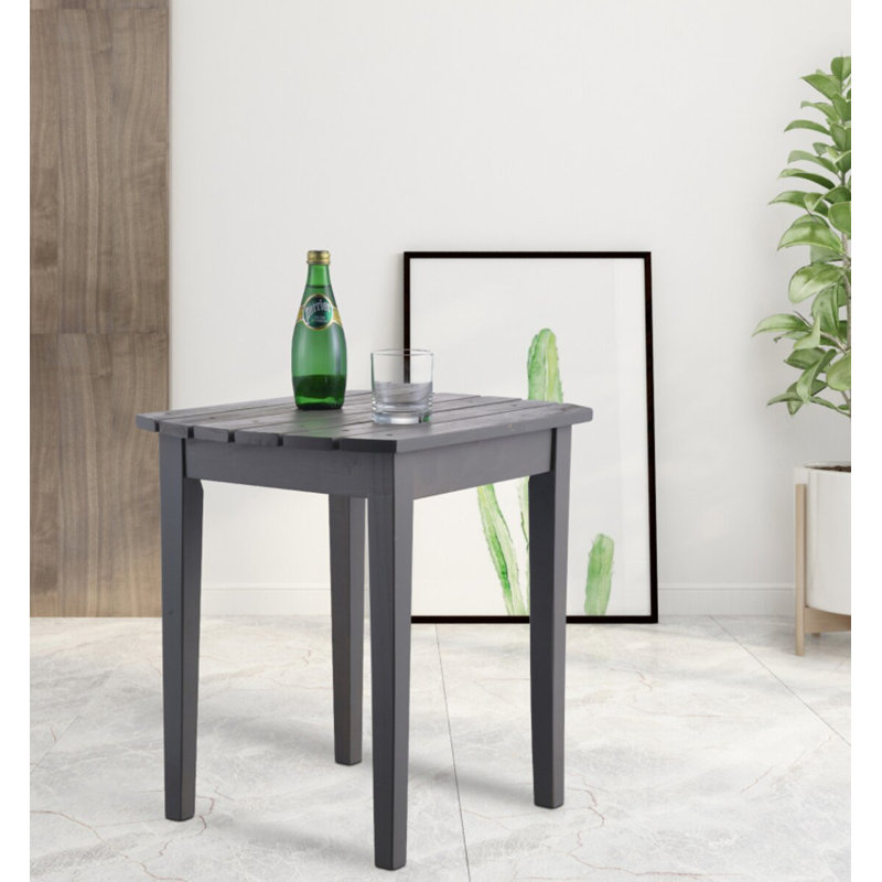 Table de bout en bois massif Trumbull, Gris foncé