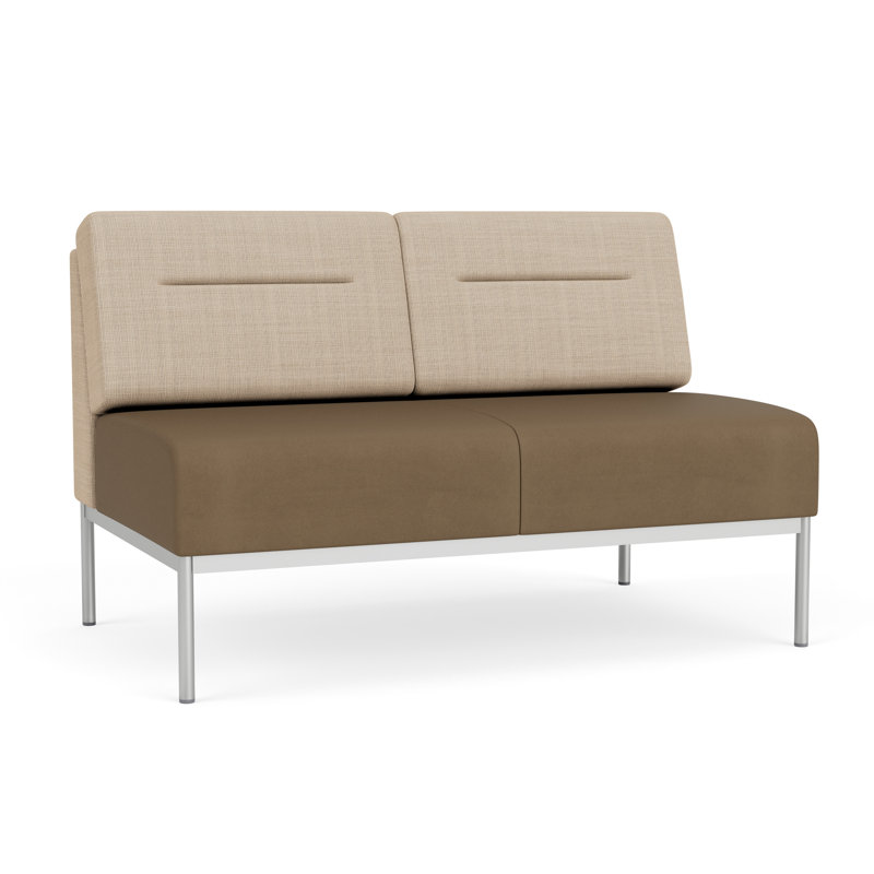 Causeuse Darsey, Sans alimentation, Argent argent, Chambray calcaire; Patriot Plus taupe