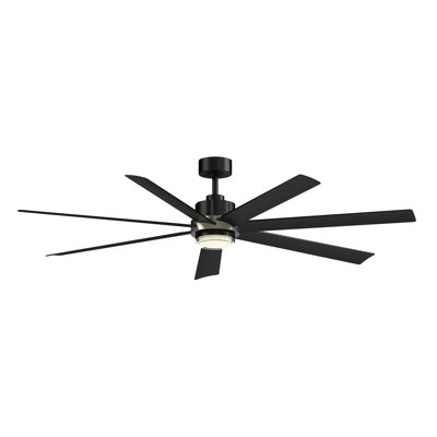 Pendry 72 inch Indoor/Outdoor Smart Ceiling Fan with LED CCT Select Light Kit - Black with Brushed Nickel Accent and Black Blades