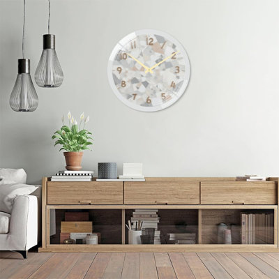 Modern Minimalist Wall Clock with Marble Design Art - 24‘’ Modern Glass Wall Clock