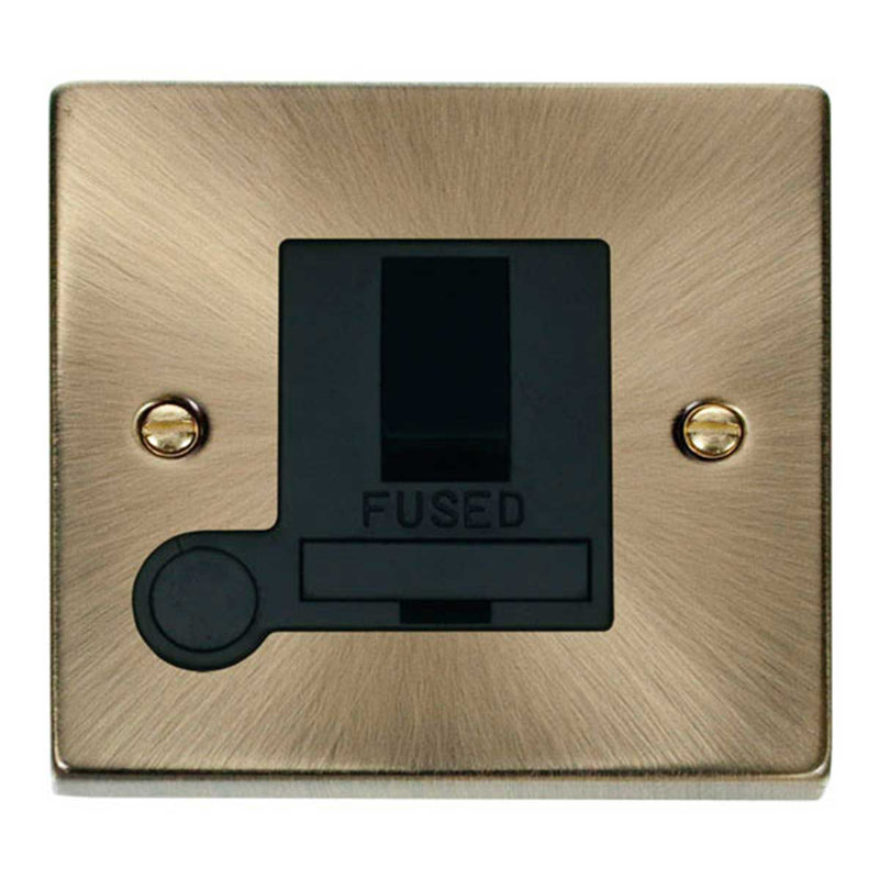 Antique Brass 13A Fused Connection Unit Switched with Flex