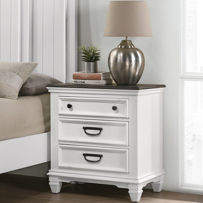 Table de chevet 3 en gris et blanc