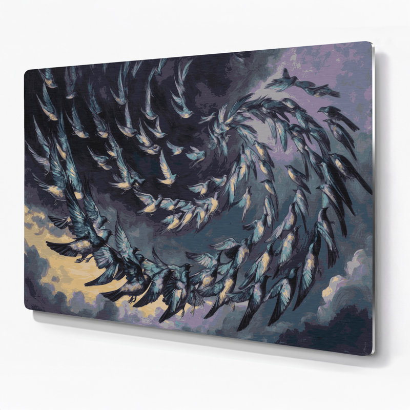 Oiseaux, art mural gris Starling, H 240 po x l 288 po x P 0,05 po
