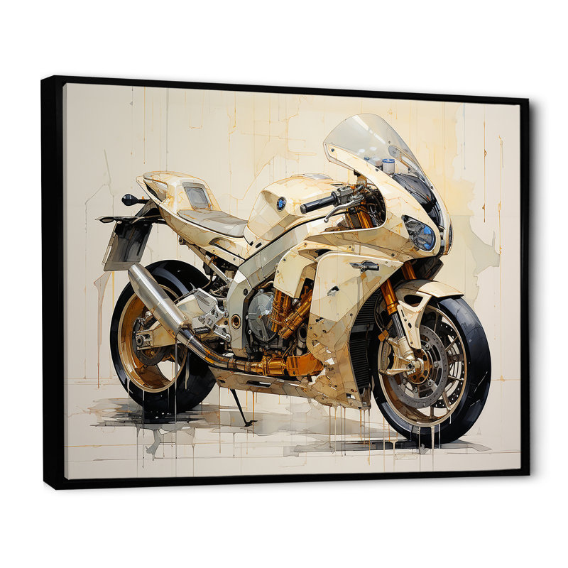 Minimalisme à moto I sur toile, H 30 po x l 40 po x P 1,5 po, Cadre flottant noir