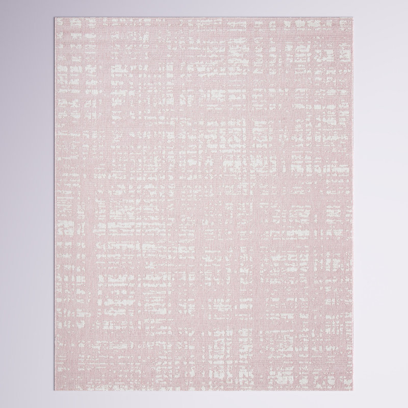 Winifred Abstract Pink/Ivory Indoor/Outdoor Area Rug, Rectangle 9' x 12'