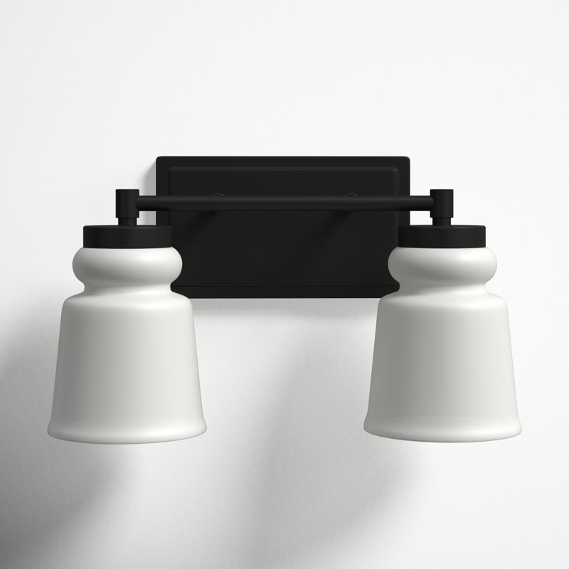 Gulliver 2 Light Milk Dimmable Vanity Light, Matte Black