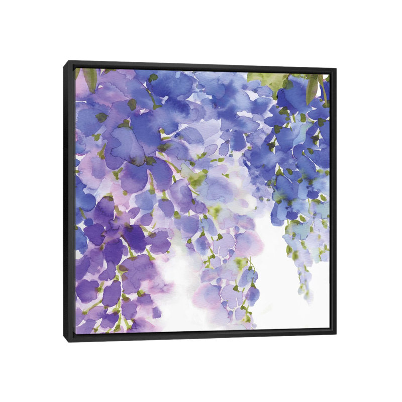 «Wisteria II», reproduction sur toile, H 18 po x l 18 po x P 1,5 po, Toile avec cadre noir, Pas de tapis