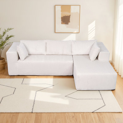 Canapé-lit modulaire à compression de 105 pouces, revêtement à ressorts, méridienne gauche - Plus sécuritaire pour les animaux de compagnie, adaptation posturale confortable, même en cas d'utilisation prolongée, idéal pour les petits espaces, structure en L en mousse à mémoire de forme beige, supporte les animaux de compagnie.