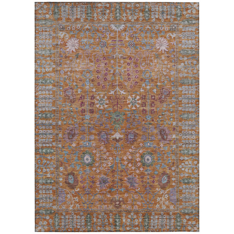Machine Washable Indoor/Outdoor Kaczor ACN2231 Global Rug, Rectangle 10' x 14'