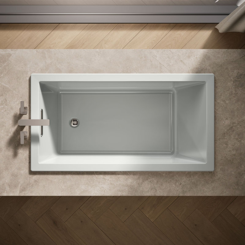 Underscore 60" x 32" Drop In Soaking Acrylic Bathtub, Ice Gray, 21" H x 32" W x 60" D