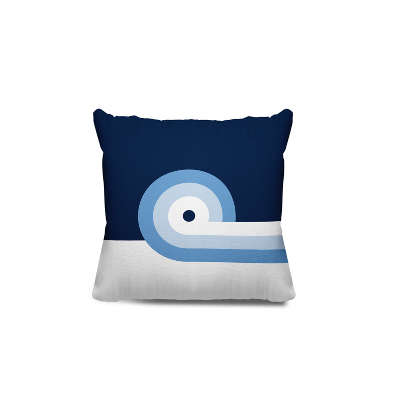 Coussin décoratif intérieur / extérieur Zabo Minimalist Mid-Century, L 17 po x H 17 po, Bleu ciel / bleu marine