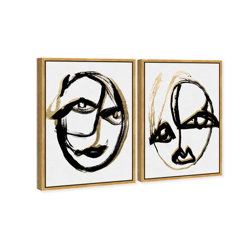 Oliver Gal Abstract Portrait Set - Paint Framed Canvas Art, Gold, 37" H x 25" W