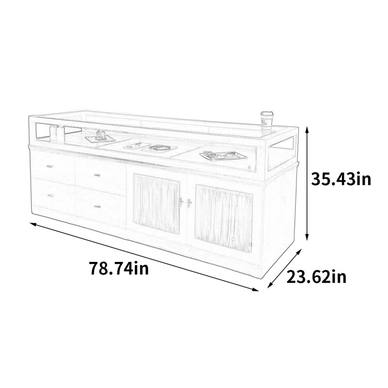 Armoire pour îlot Fashion Fashion, H 35,43 po x l 78,74 po x P 23,62 po