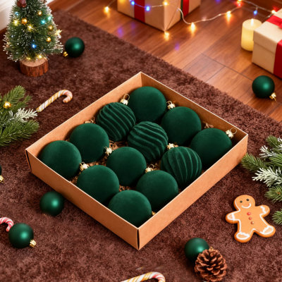 12 pièces de boules de velours ornements d'arbre de Noël boules de velours, pour des décorations de fête de mariage de Noël