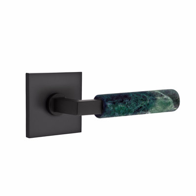 Ensemble de leviers d'intimité Emtek Select, rosette carrée, tige carrée en L, poignée en marbre vert, CF