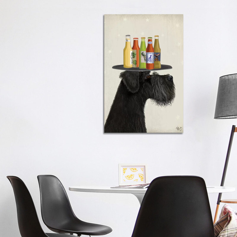 «Schnauzer Black Beer Lover» par Fab Funky, impression sur toile tendue, H 40 po x l 26 po x P 1,5 po