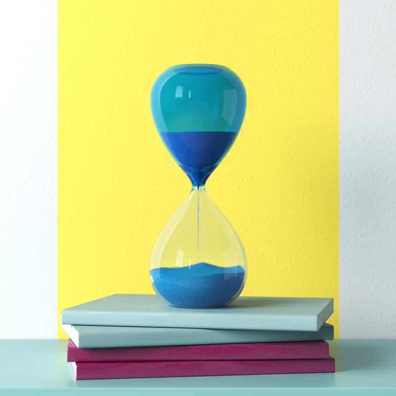 Campanella Hourglass, Blue, 9.8" H x 3.6" W x 3.6" D