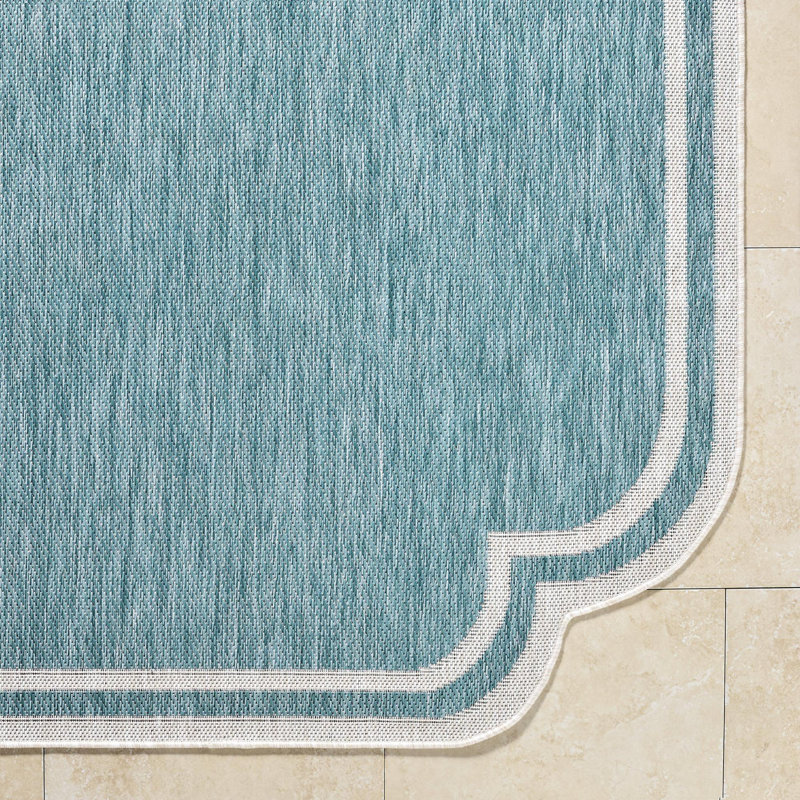 Tapis tissé à la machine Skiles, Bleu / Crème, Rectangle 7 pi 10 po x 10 pi