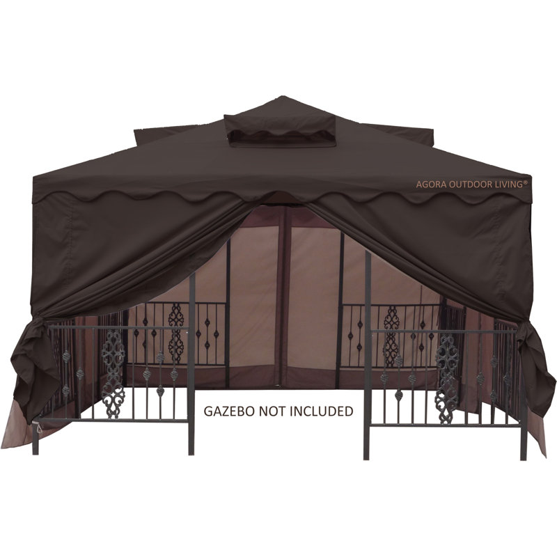 Veranda Pacific Currents Beige,Taupe Fabric Side Wall, 84" H x 144" W x 144" D, Brown