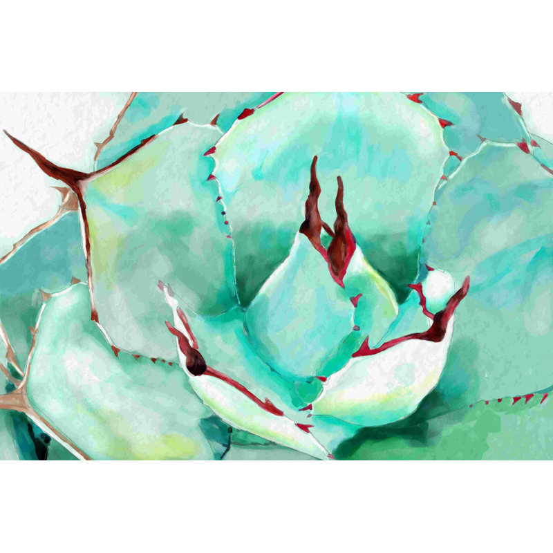 Watercolor Succulent - peinture sur toile tendue, H 12 po x l 18 po