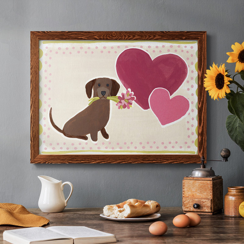 Dachshund Delight Collection, peinture sur toile encadrée, H 22 po x l 32 po x P 1,5 po, Érable