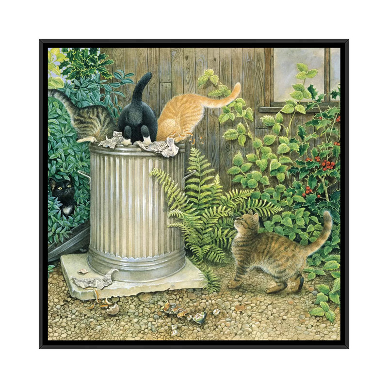 «Teamwork in a Neighbouring Dustbin», impression sur toile, H 18 po x l 18 po x P 1,5 po, Toile avec cadre noir, Pas de tapis