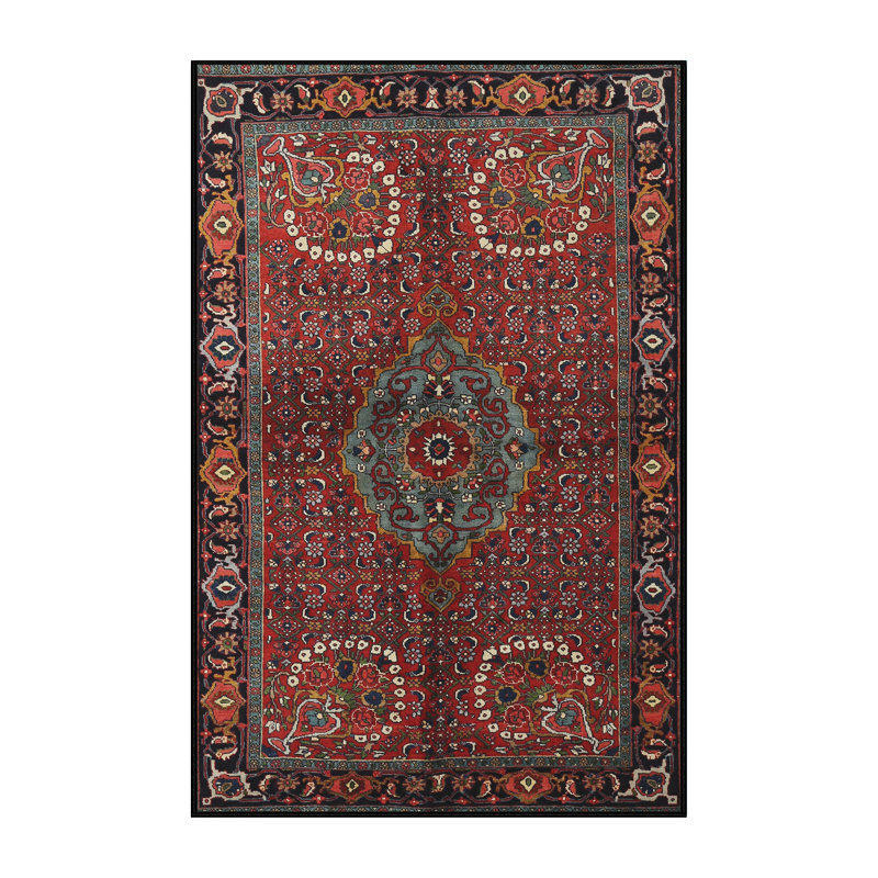 Tapis oriental oriental en laine et polyester tissé à la machine, Rectangle 8 pi x 12 pi