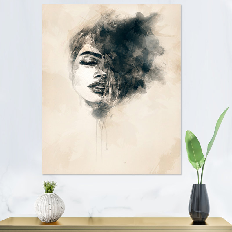 Portrait de femme liquide Modern Art - toile murale glamour, H 20 po x l 12 po x P 1 po, Toile tendue