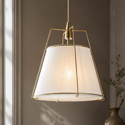 4-Light Beige Woven Cotton Thread Chandelier