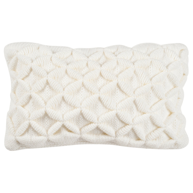 Ivory 3D Diamond Pattern Rectangular Pillow
