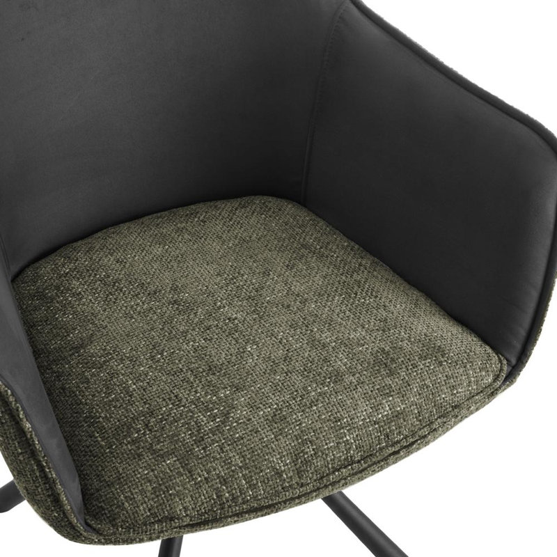 Brendolyn 48cm H Fabric Upholstered Upholstered Back Side Chair, Grey/Green