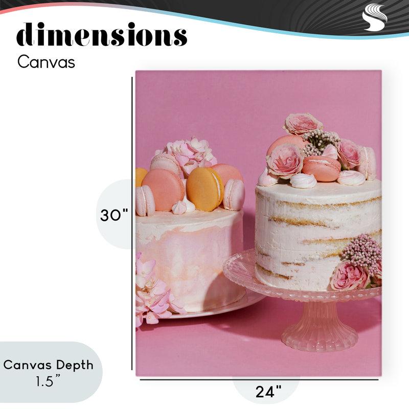 «Pink Pastel Macaroon Cakes Canvas», conception par Lish Creative, H 30 po x l 24 po