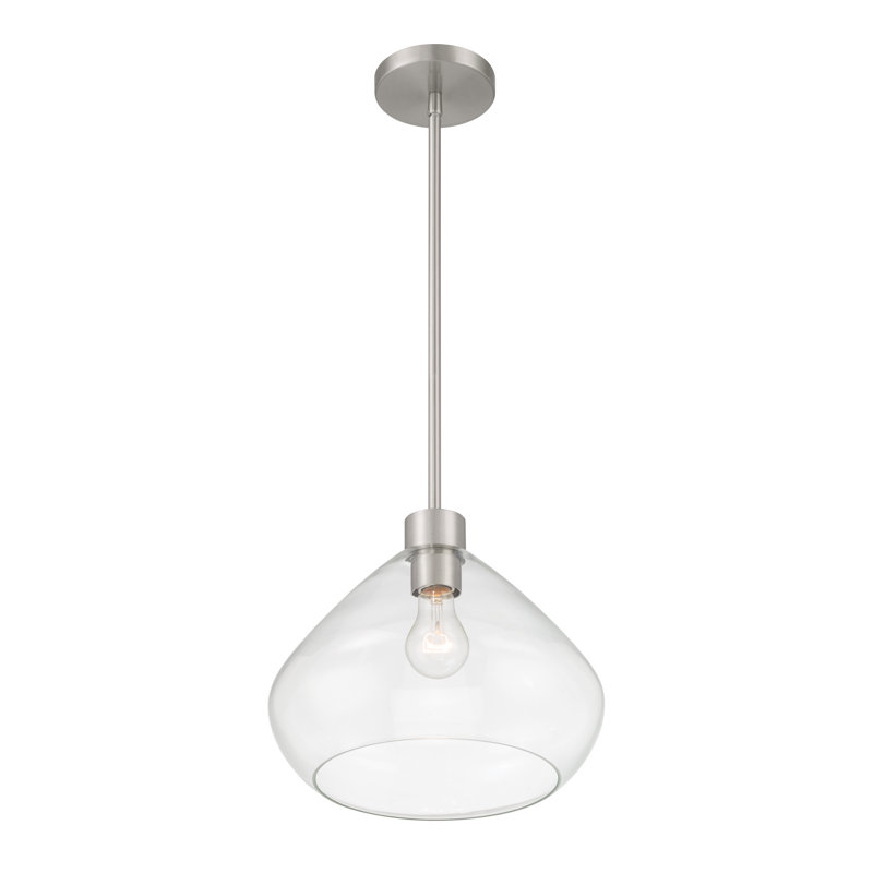 Luminaire suspendu 1 lumière 12,5 po Elaris, Clair, Nickel