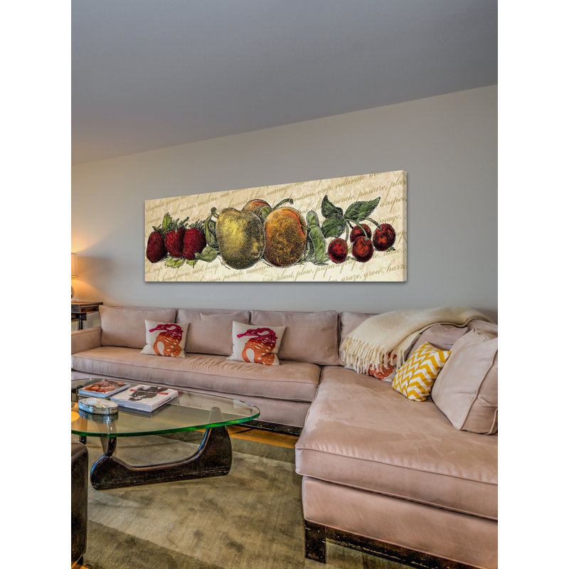 Green and Red Fruit Canvas Wall Art, 30" x 10"