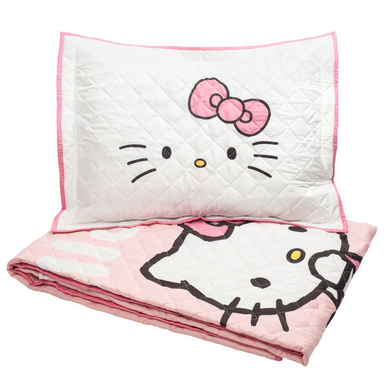 Ensemble de courtepointe et taie décorative Hello Kitty