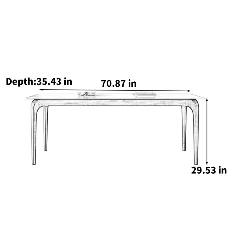 Endrew Rectangular rock slab simple modern dining table, 29.53"H x 70.87"L x 35.43"W
