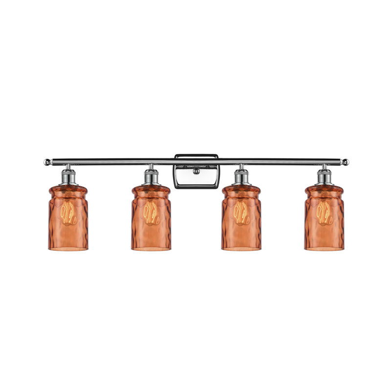 Éclairage de salle de bain à intensité variable 4 lumières Binkley, Ampoule incandescente rétro de 60 watts, Verre limpide