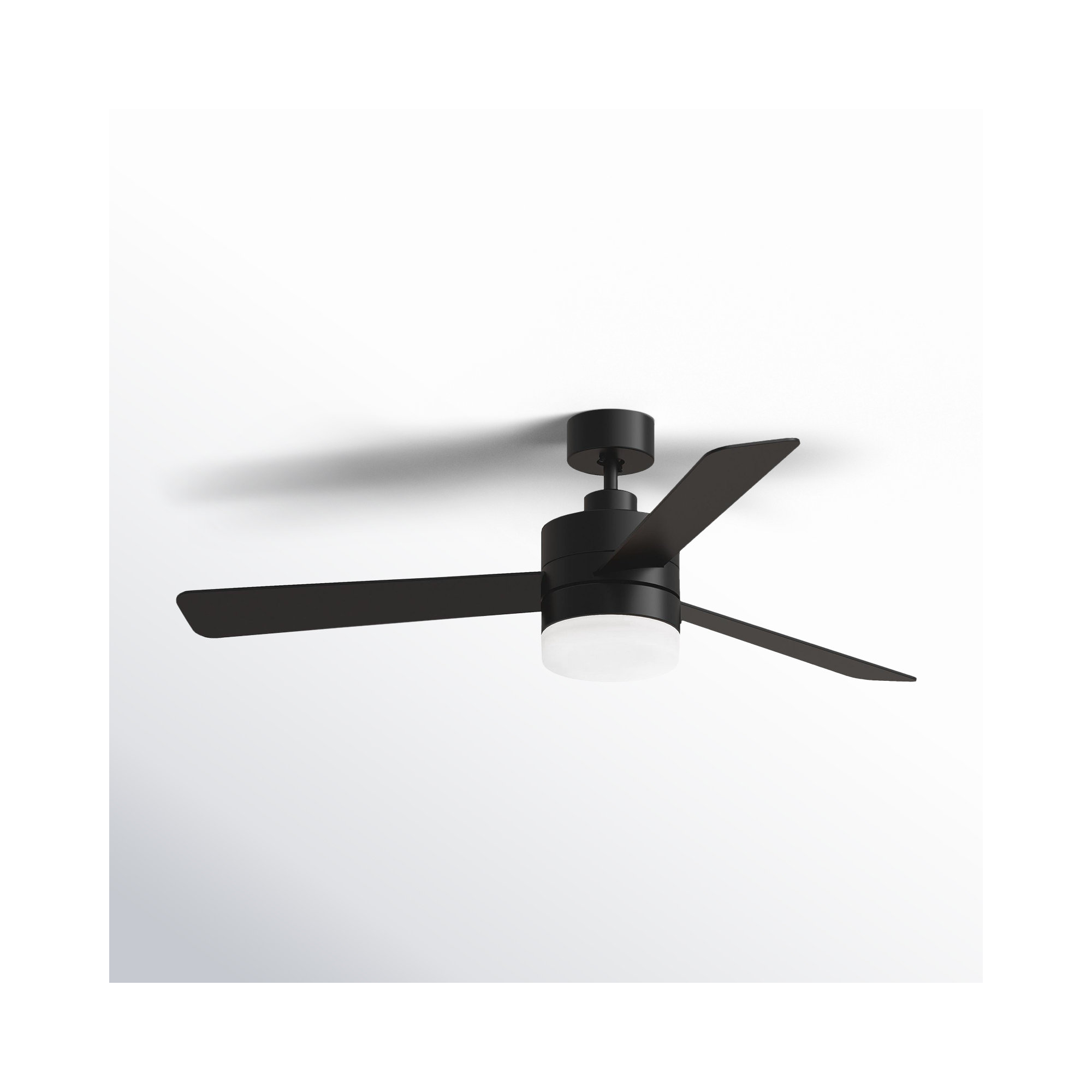 Adna 44'' 3 Blade Ceiling Fan with Light Kit, Midnight Black, Midnight Black, 52"