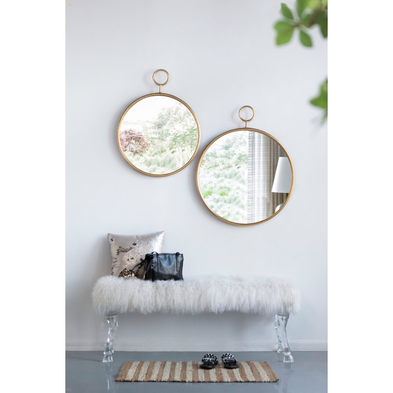 Miroir mural circulaire pour salon, entrée, bureau, 28,63 po x 22,65 po