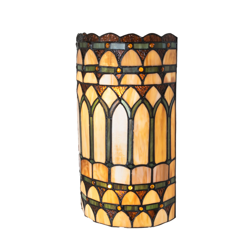 2 - Light Flush Mounted Sconce, Beige/Green/Brown/Amber