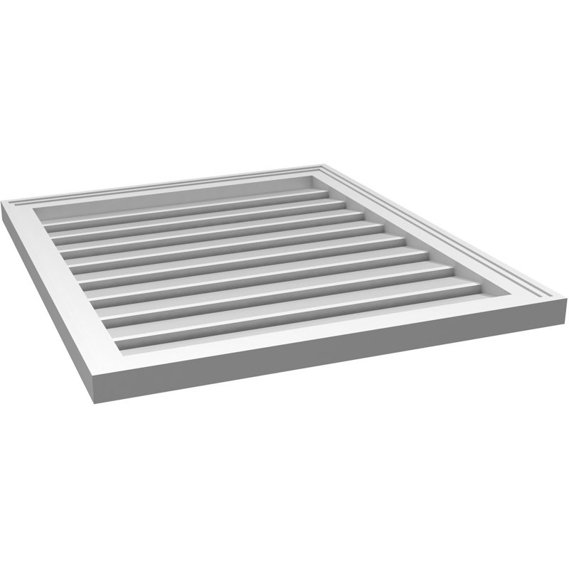 Évent à pignon fonctionnel en uréthane rectangulaire à fixation en surface, brun clair apprêté, H 30 po x l 26 po x P 1,5 po