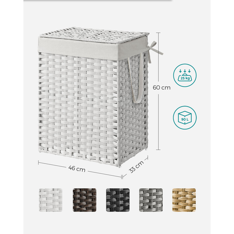 Laundry Basket with Handles, White