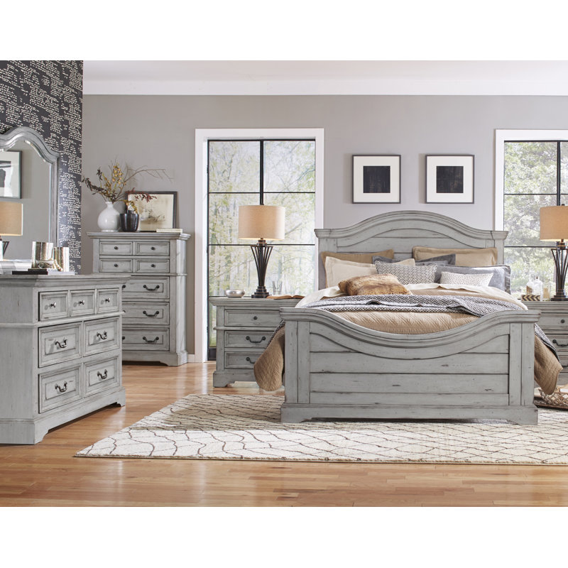 Amos Wood Standard Bed, Queen, Antique Gray