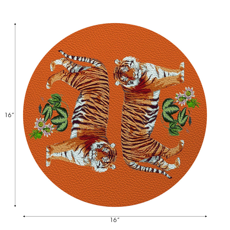 Tiger Seeing Double 16" Vinyl Placemat, Orange