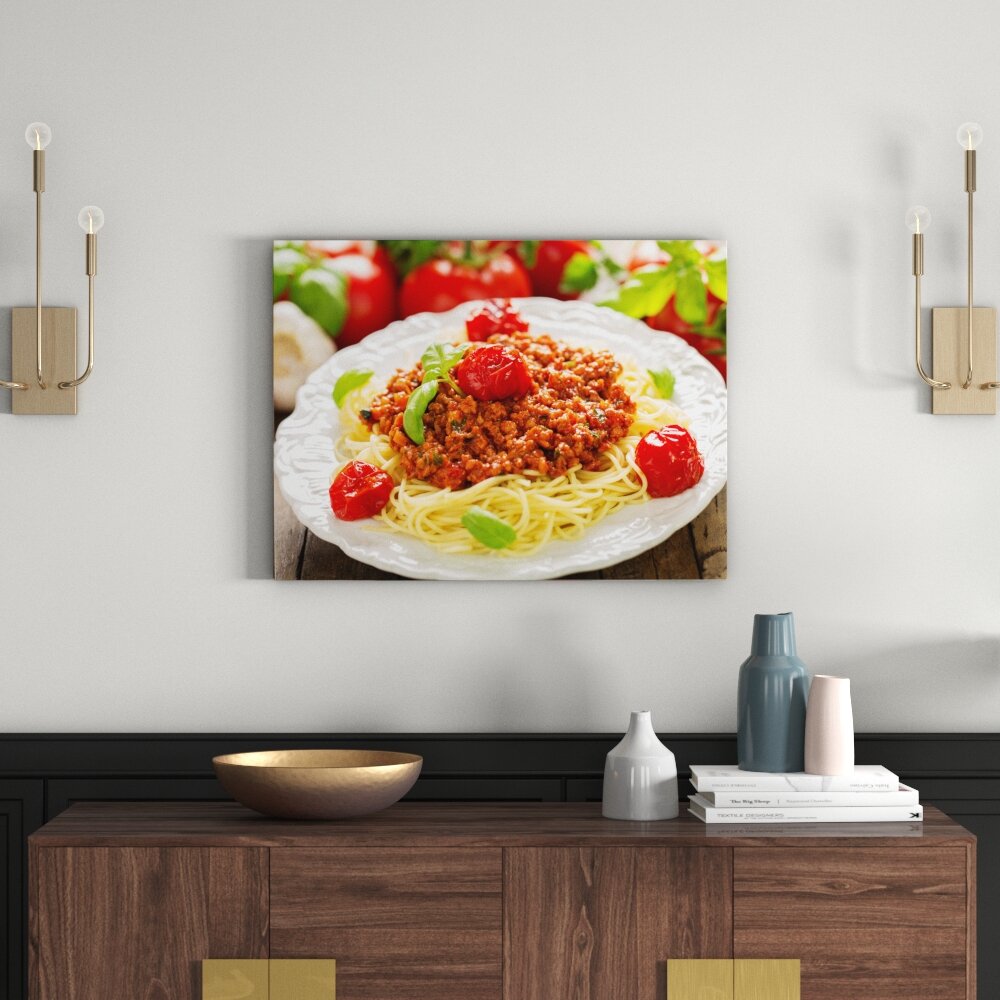 Leinwandbild Spaghetti Bolognese auf dem Teller