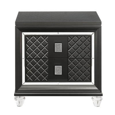 2-Drawer Nightstand, Modern Bedside Table