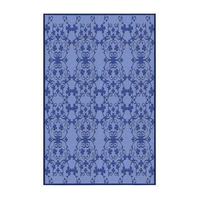 Tapis damassé bleu
