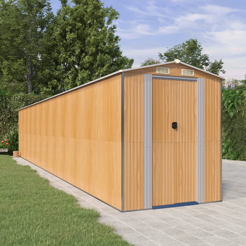 Remise de rangement en acier l 6,3 pi x P 33,5 pi, Brun clair