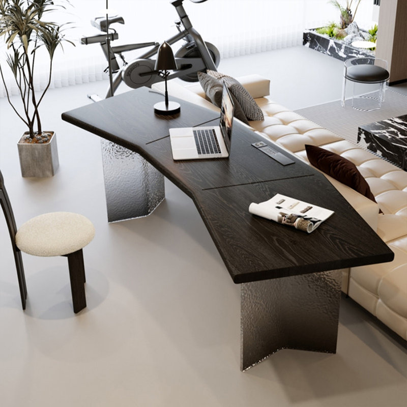 Bureau rectangulaire moderne en bois massif noir, H 29,53 po x l 62,99 po x P 23,62 po